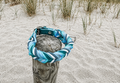 Lanoli Fettlederhalsband "Blaue Brise" mit Paracord - Silber