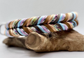 Lanoli Fettlederhalsband "wildes geflecht" mit Paracord - Silber