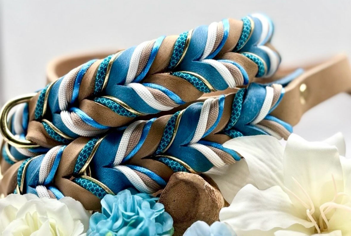 Lanoli Fettlederhalsband "Strandfeeling" mit Paracord - Gold