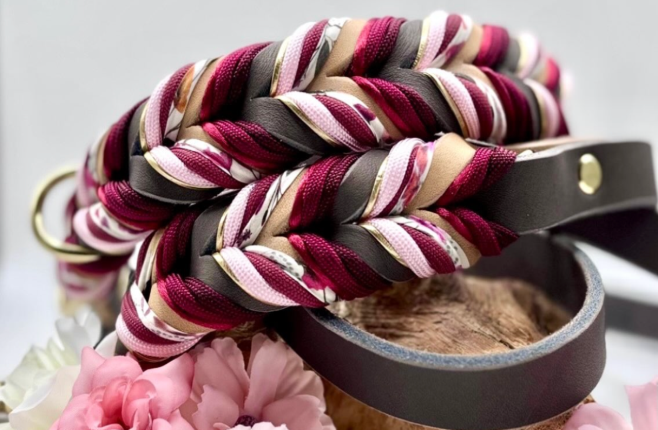 Lanoli Fettlederhalsband "Beere" mit Paracord - Gold