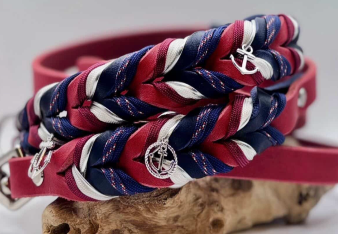 Lanoli Fettlederhalsband "Ostseefeeling" mit Paracord - Silber