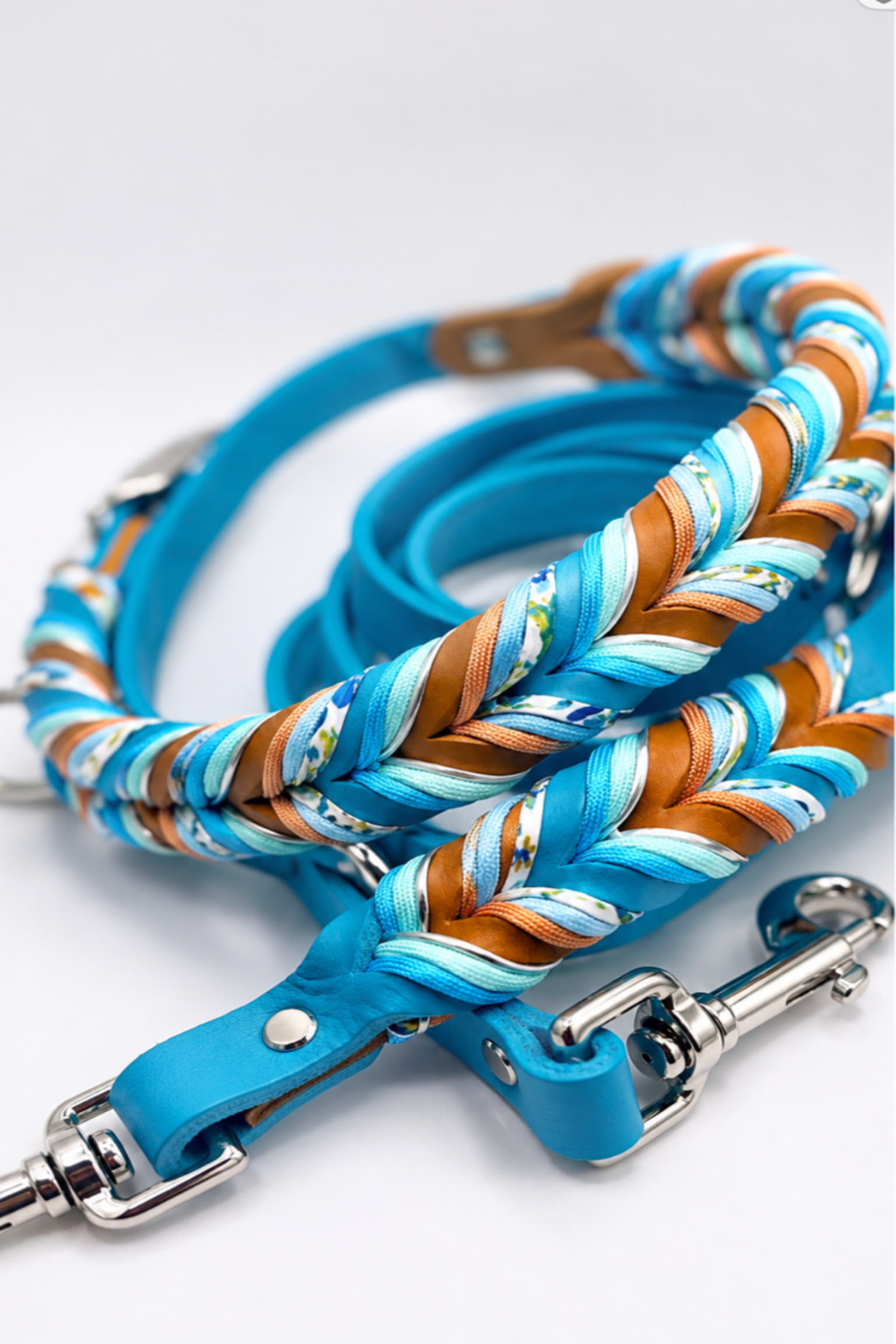 Lanoli Fettlederleine 2 Meter "Hanseatic" mit Paracord - Silber