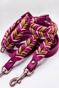 Lanoli Fettlederleine 2 Meter "Leobeere" mit Paracord - Altrosa