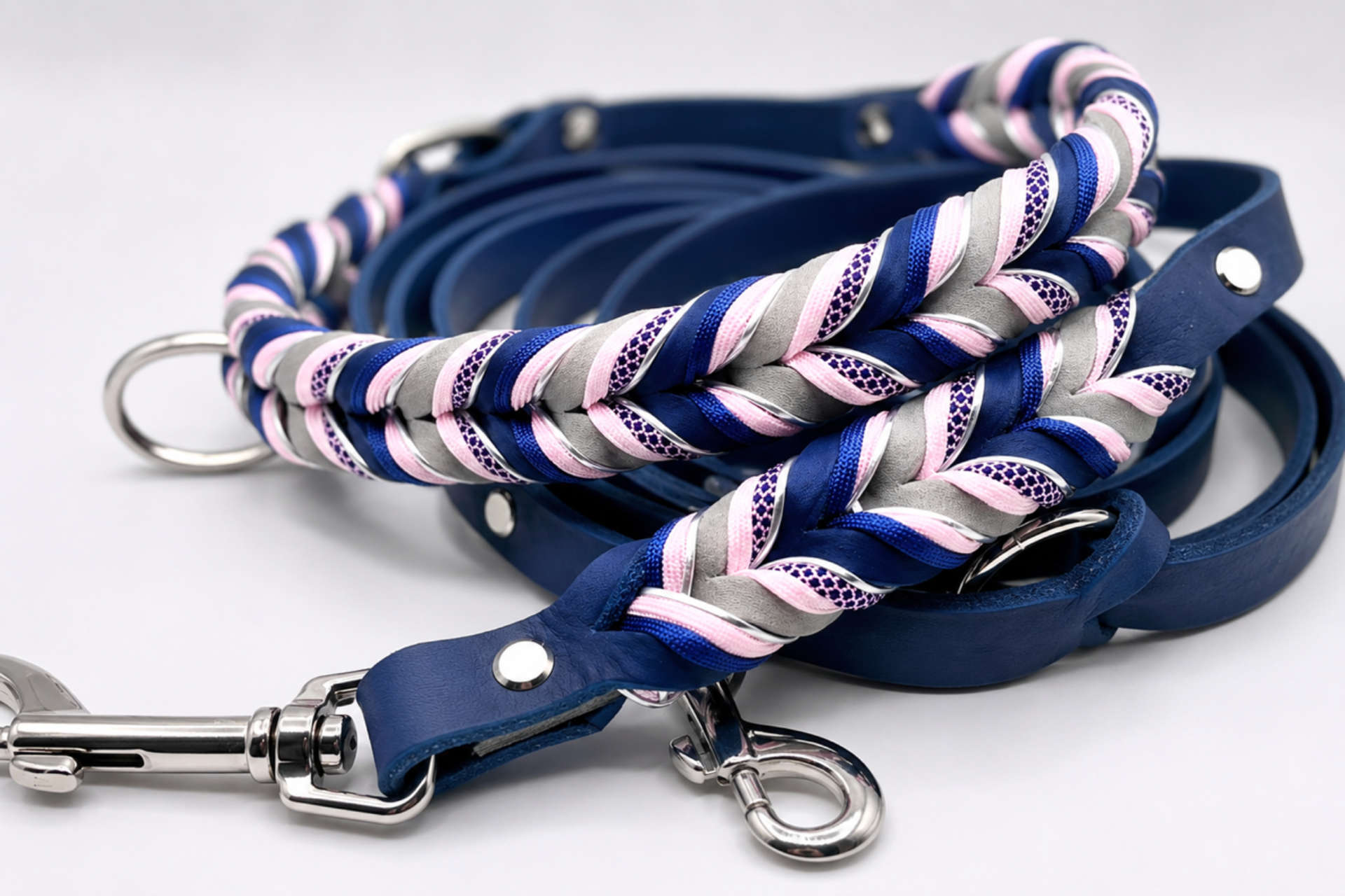 Lanoli Fettlederhalsband "Royal" mit Paracord - Silber