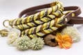 Lanoli Fettlederhalsband "frühe Herbst" mit Paracord - gold